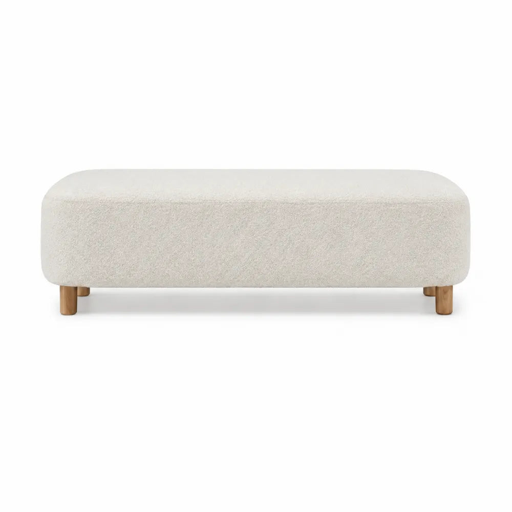 Rectangular Bench Wool Blend Fabric Beige 140cm