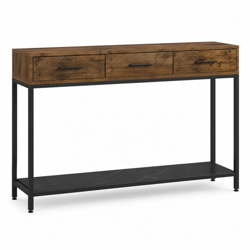 Console Table MDF Metal Brown Black 120x30x75cm