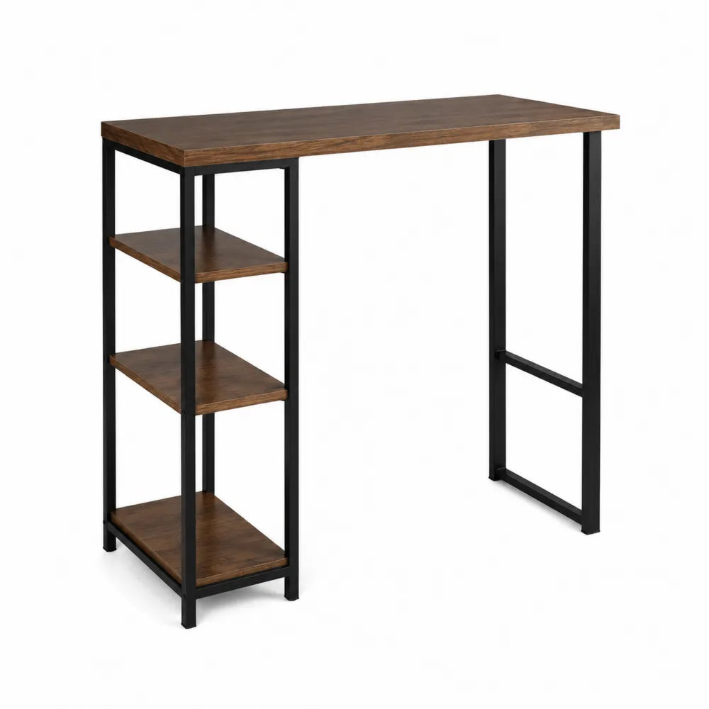 Industrial Wood and Metal Desk with Shelves Brown 47in