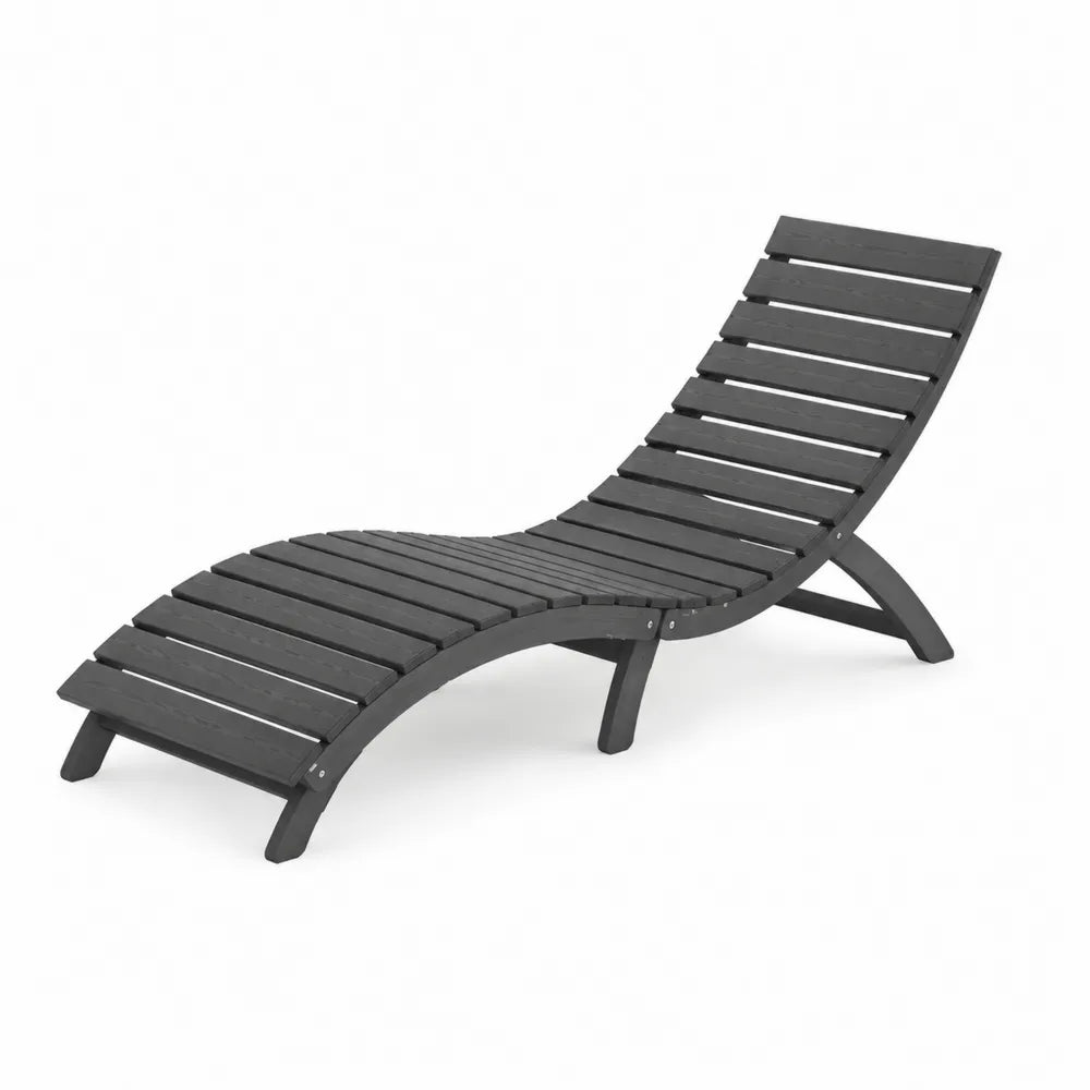 Outdoor Acacia Wood Chaise Lounge Chair Black 180cm