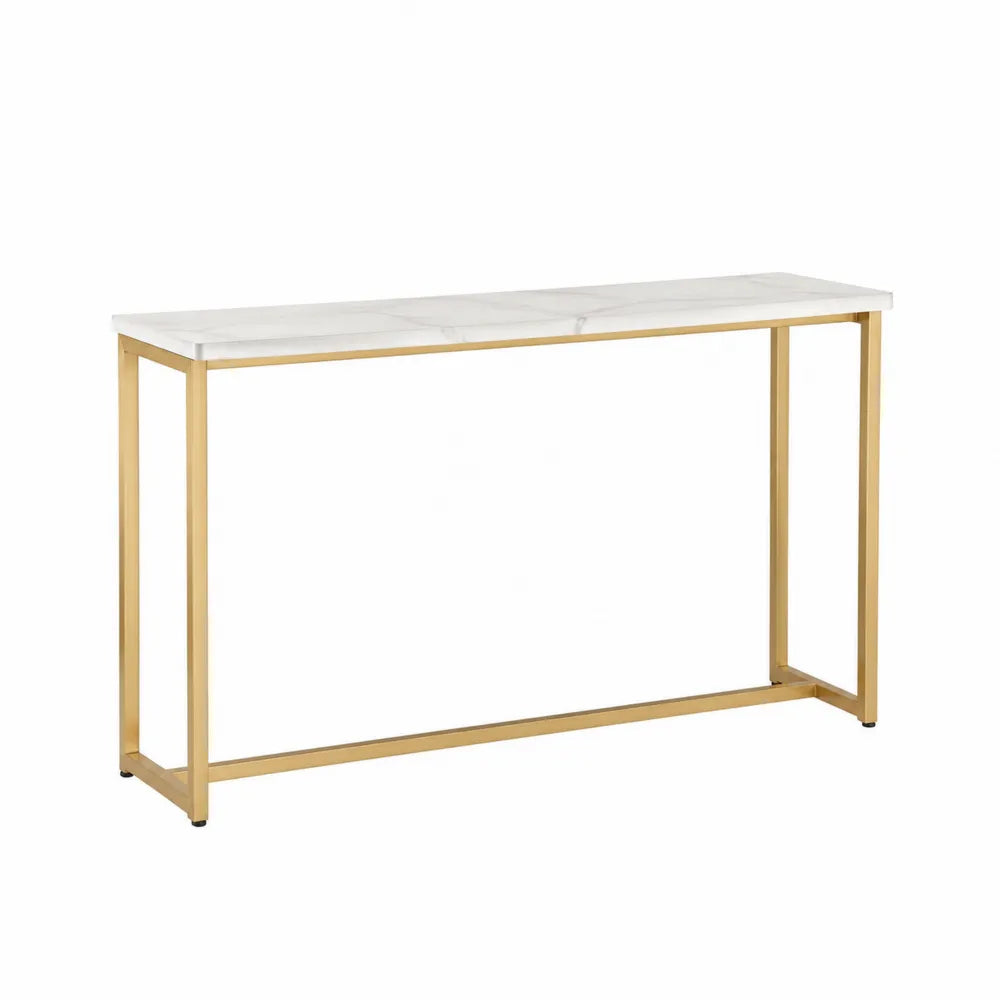 Console Table Faux Marble Top Metal Gold Frame 120cm