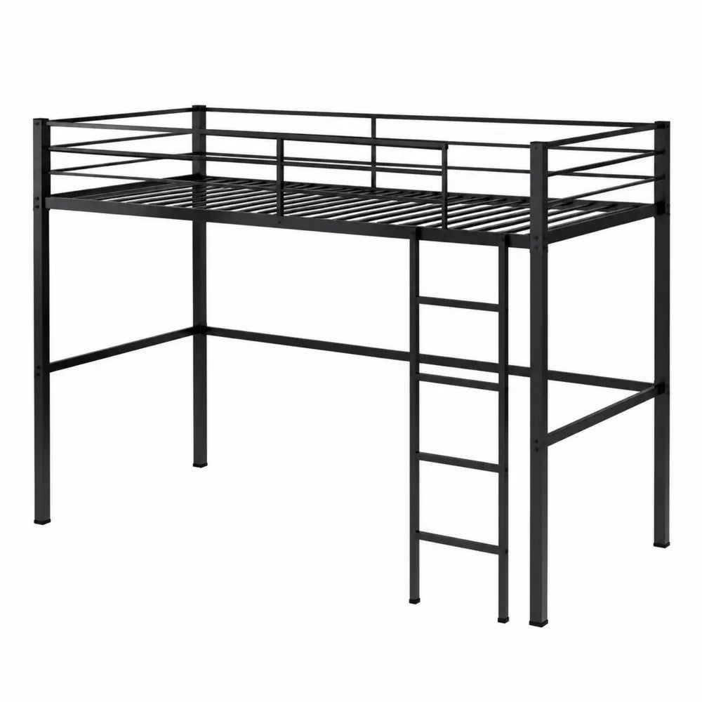 Metal Loft Bed Frame Black 198cm x 96cm x 180cm