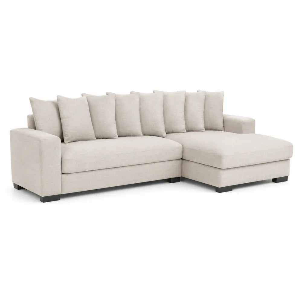 Beige Fabric Sectional Sofa with Chaise