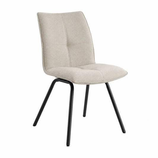 Beige Fabric Upholstered Dining Chair with Metal Legs