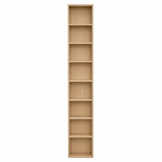 Tall Oak Wood 8-Shelf Narrow Bookcase 200cm