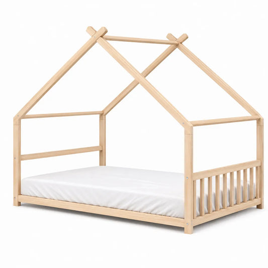 Pine Wood House Shaped Bed Frame Twin Size