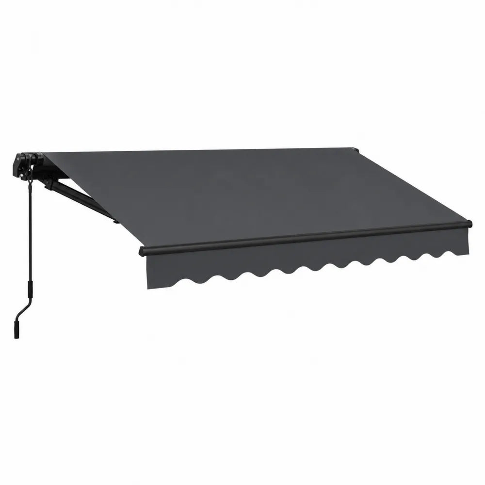 Retractable Manual Awning Aluminum Polyester Gray 300x250 cm