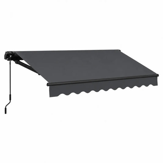Retractable Manual Awning Aluminum Polyester Gray 300x250 cm