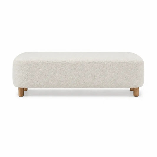 Rectangular Bench Wool Blend Fabric Beige 140cm