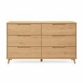 6-Drawer Dresser Solid Oak 120cm x 40cm x 80cm