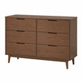 6-Drawer Rectangular Walnut Veneer Dresser 120cm x 45cm x 80cm
