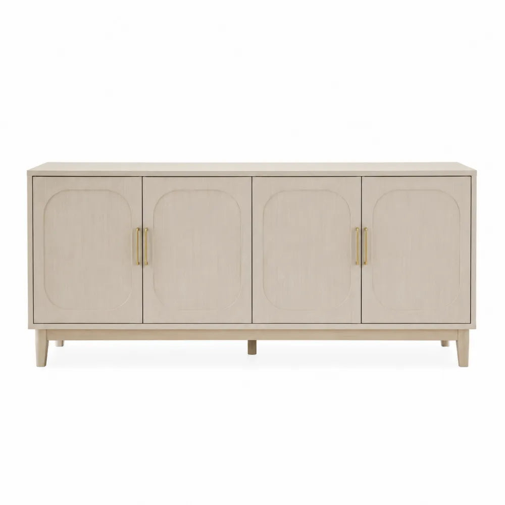 Wood Sideboard with Four Doors Beige 160cm