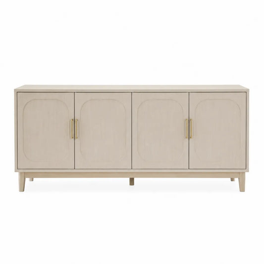 Wood Sideboard with Four Doors Beige 160cm