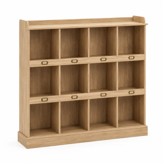 12-Cube Oak Veneer Bookcase 120cm x 30cm x 140cm