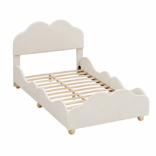 Cream MDF and Pine Cloud Toddler Bed 144x80x70 cm