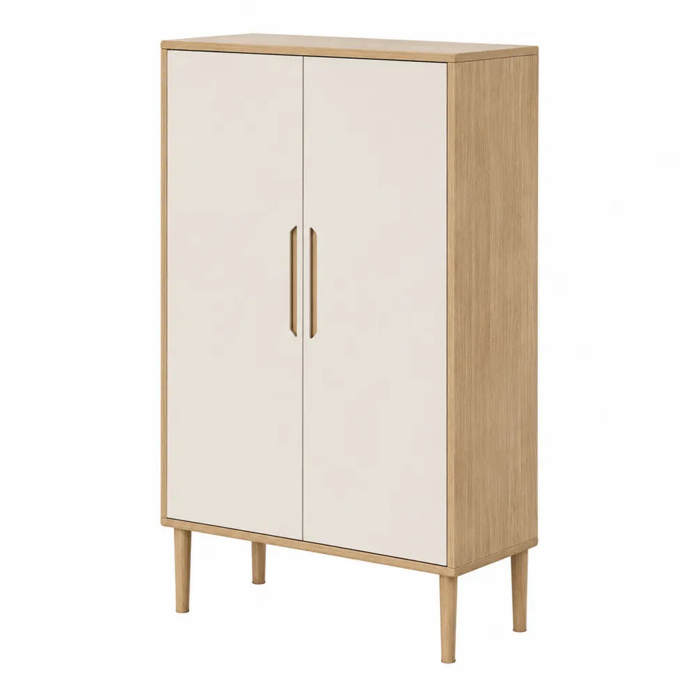 Tall Storage Cabinet MDF Oak/White 160cm Height