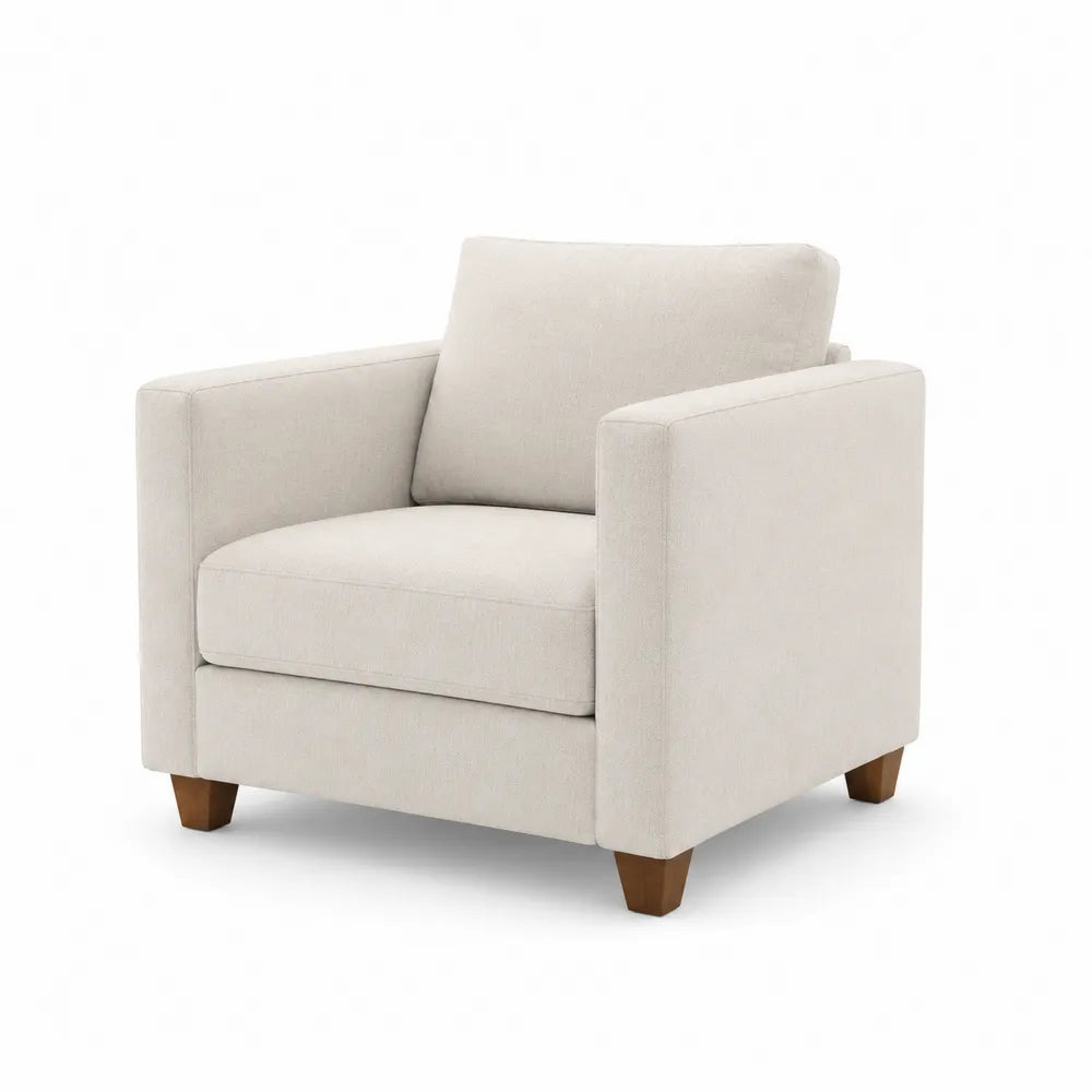 Fabric Armchair Polyester Beige 90cm