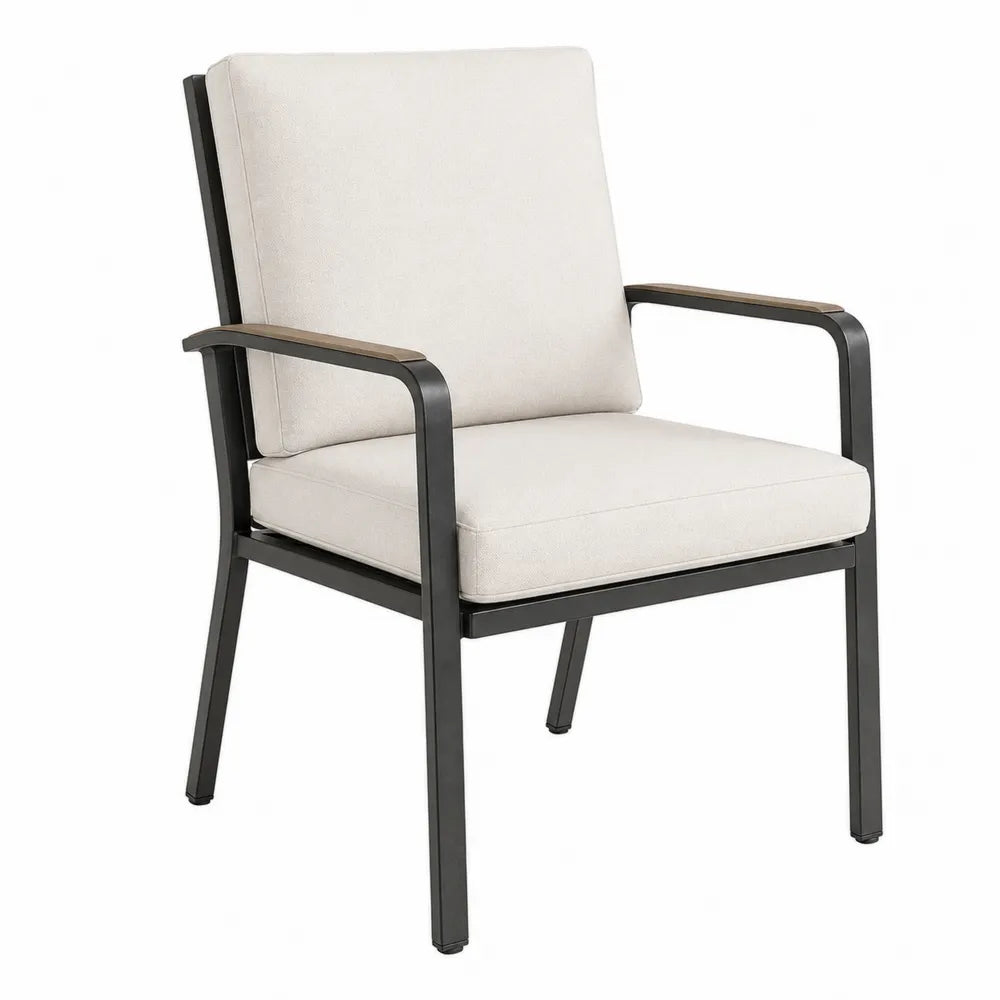 Outdoor Aluminum Chair with Beige Cushions