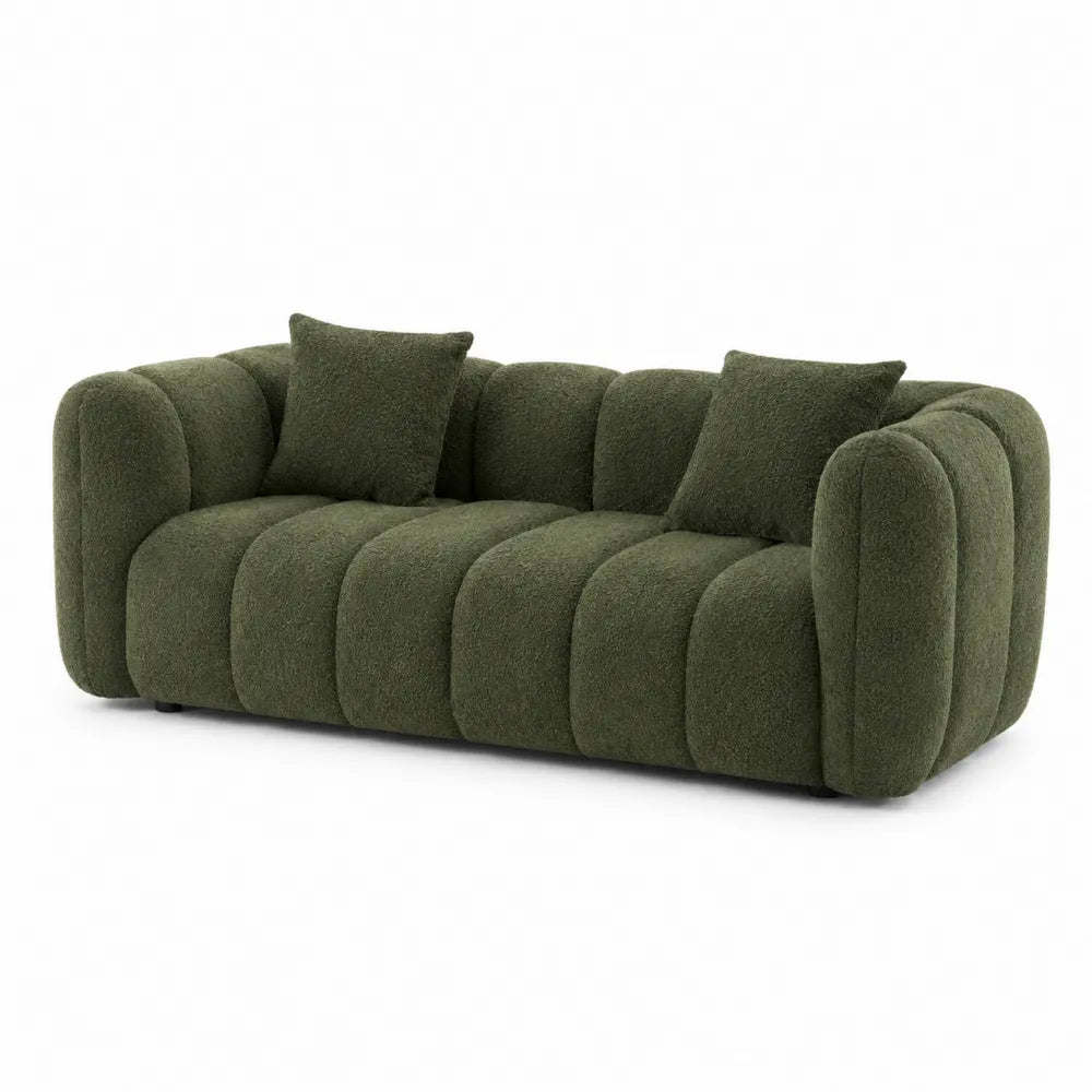 3-Seater Sofa Boucle Fabric Green 220x90x80 cm