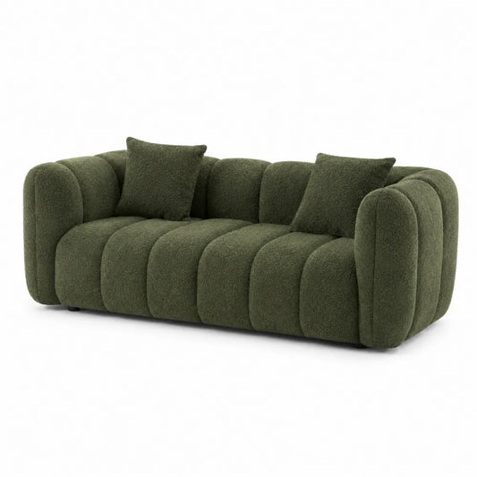 3-Seater Sofa Boucle Fabric Green 220x90x80 cm