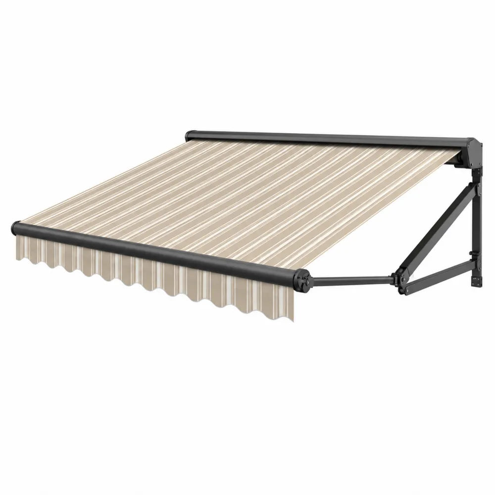 Retractable Outdoor Awning Beige Polyester Aluminum Frame 300cm x 250cm