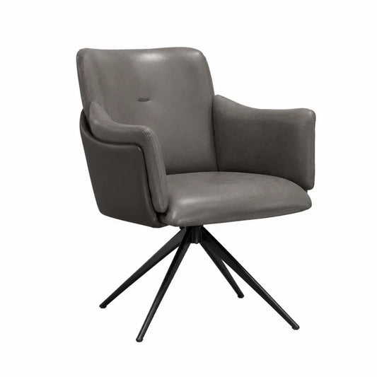 Swivel Chair Faux Leather with Black Metal Legs