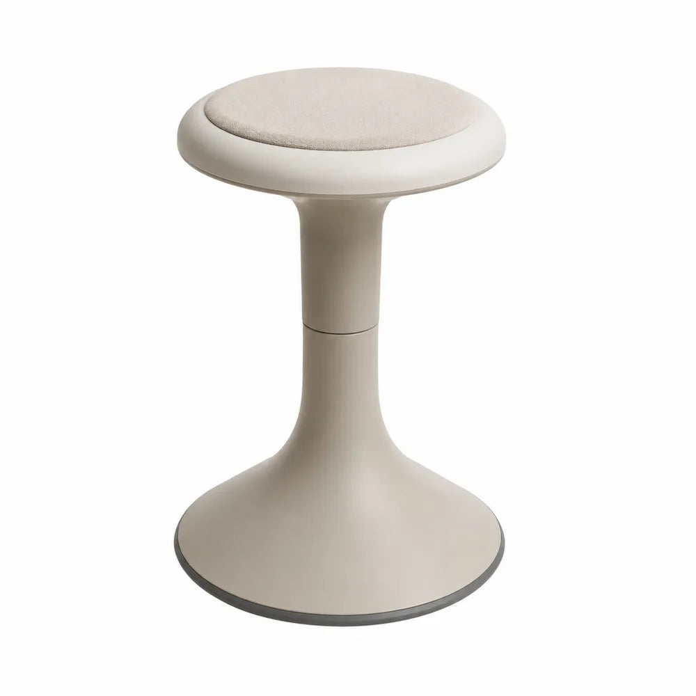 Polyester Fabric Seat Adjustable Stool with Polypropylene Base Beige and Grey 60cm