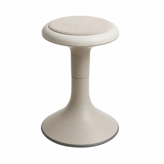 Polyester Fabric Seat Adjustable Stool with Polypropylene Base Beige and Grey 60cm