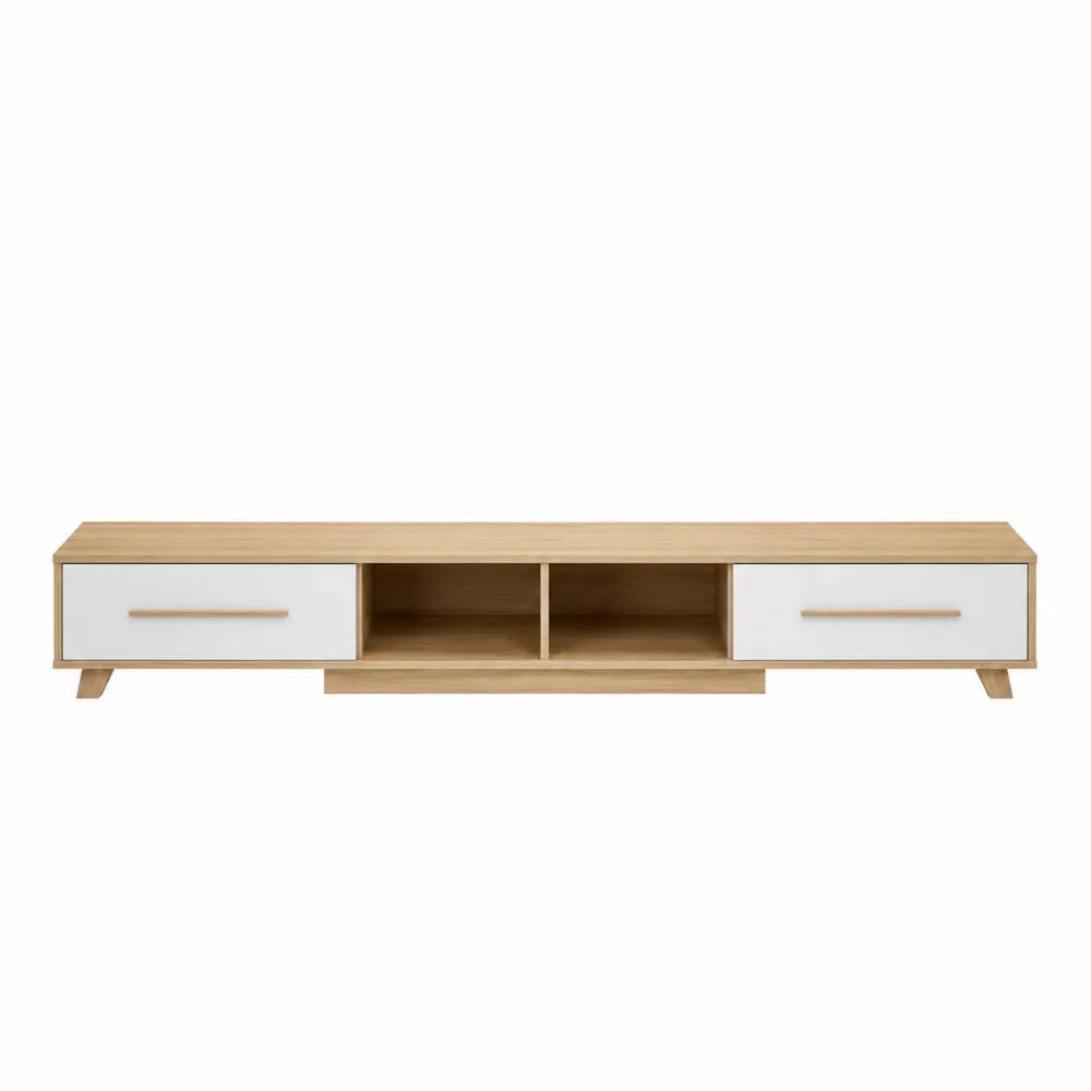 Engineered Wood TV Stand with Drawers and Shelves 180cm Oak White