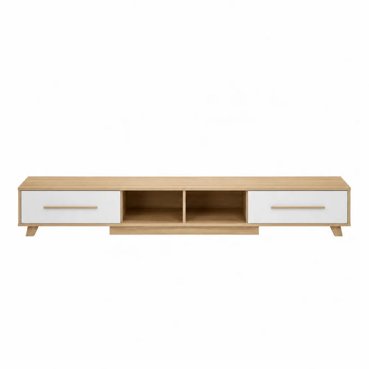 Engineered Wood TV Stand with Drawers and Shelves 180cm Oak White