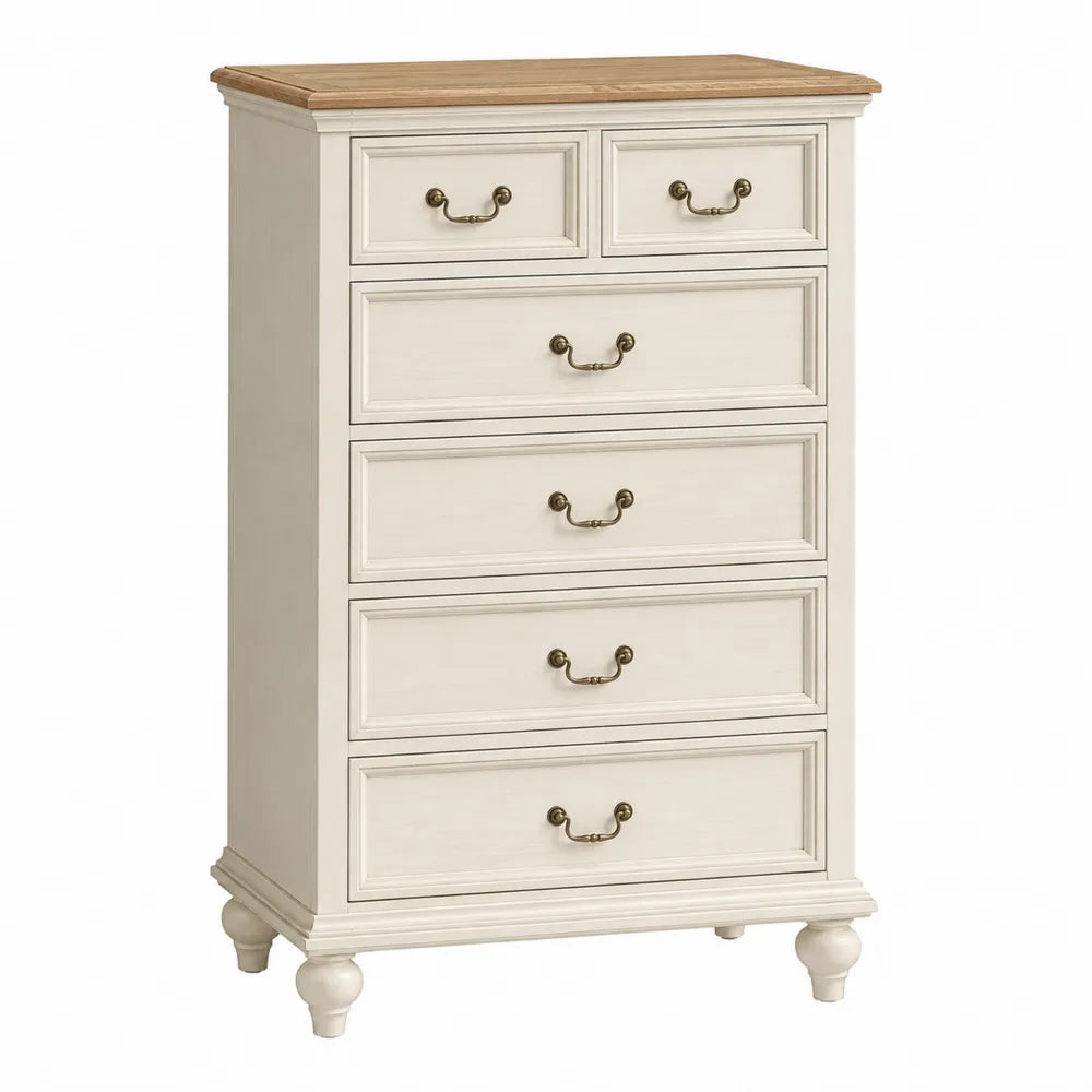 Wooden 5-Drawer Dresser Beige and Oak