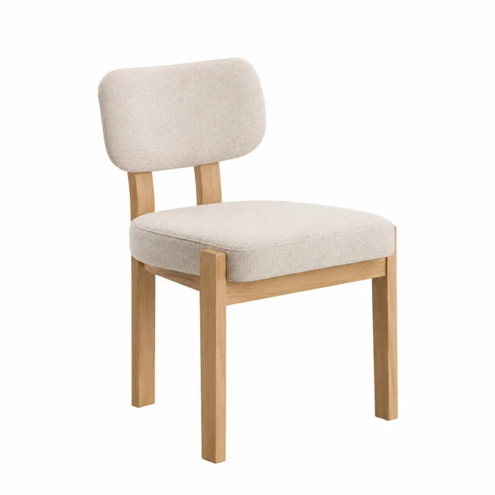 Upholstered Dining Chair Solid Wood Frame Beige 50cm x 55cm x 85cm