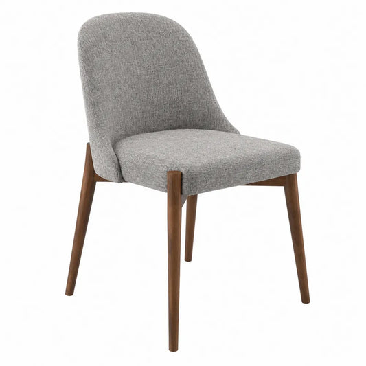 Dining Chair with Gray Upholstered Fabric and Solid Wood Legs