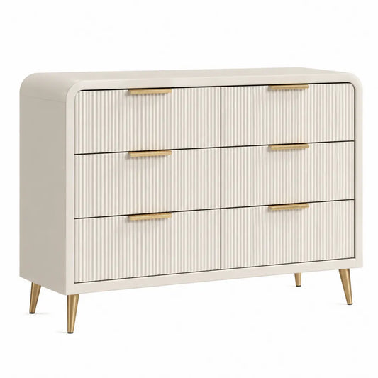 Wooden Dresser with 6 Drawers MDF and Metal