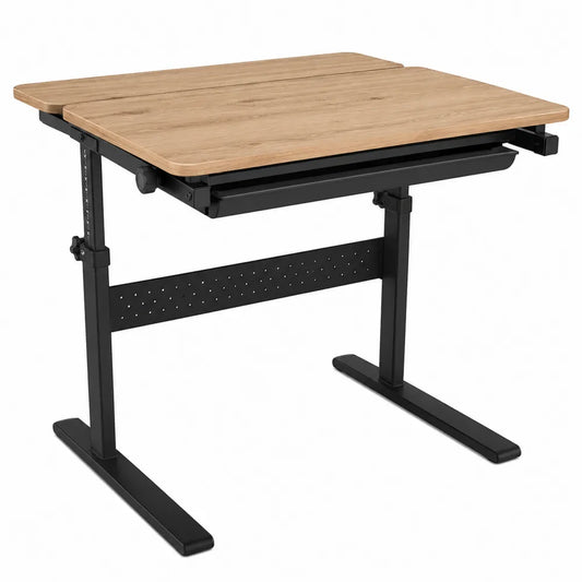 Adjustable Solid Wood Steel Desk