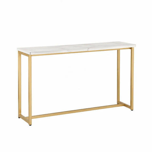 Console Table Faux Marble Top Metal Gold Frame 120cm