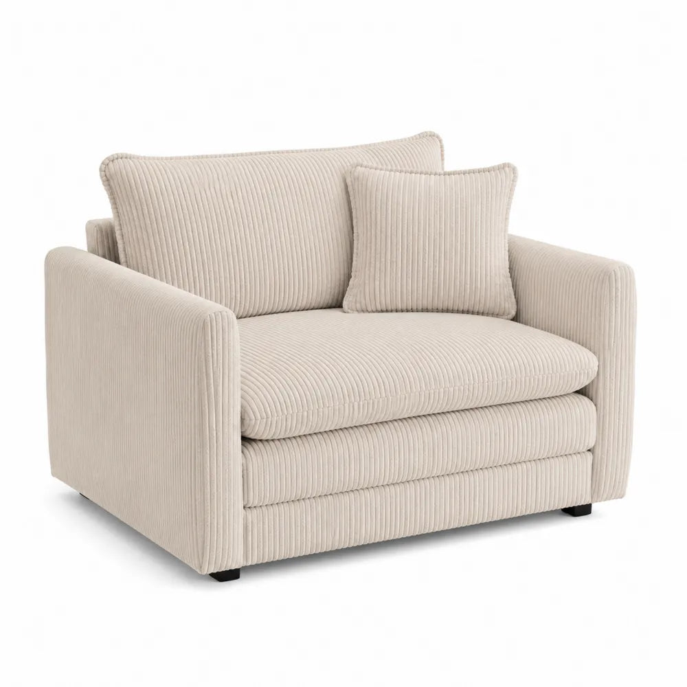 Beige Corduroy Sofa Chair with Cushions