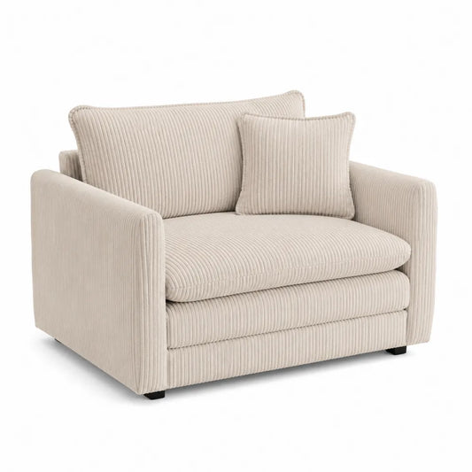 Beige Corduroy Sofa Chair with Cushions