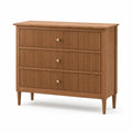 3-Drawer Solid Wood Dresser with Oak Veneer Finish 80cm x 40cm x 85cm