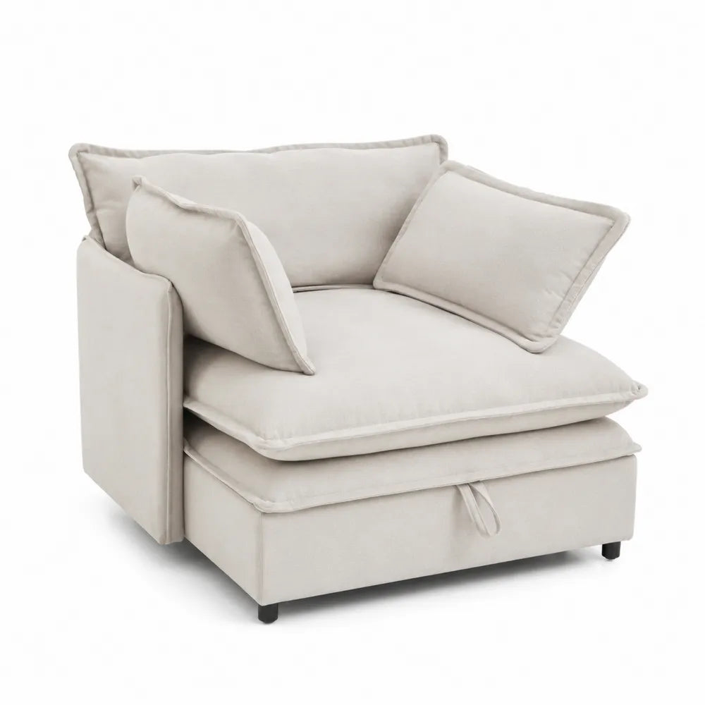 Beige Corner Modular Linen Fabric Sofa 90x90x75 cm