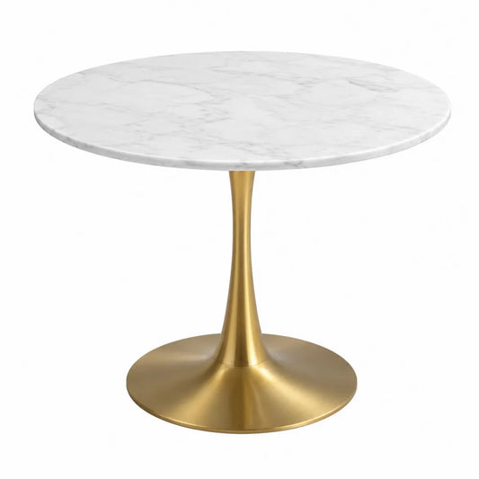 Round Marble Dining Table with Metal Base 100cm