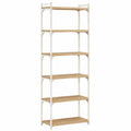 5-Tier Metal Frame Bookcase with Oak Veneer Shelves 180cm Height