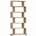 6-Tier MDF Zigzag Bookcase Oak 180cm