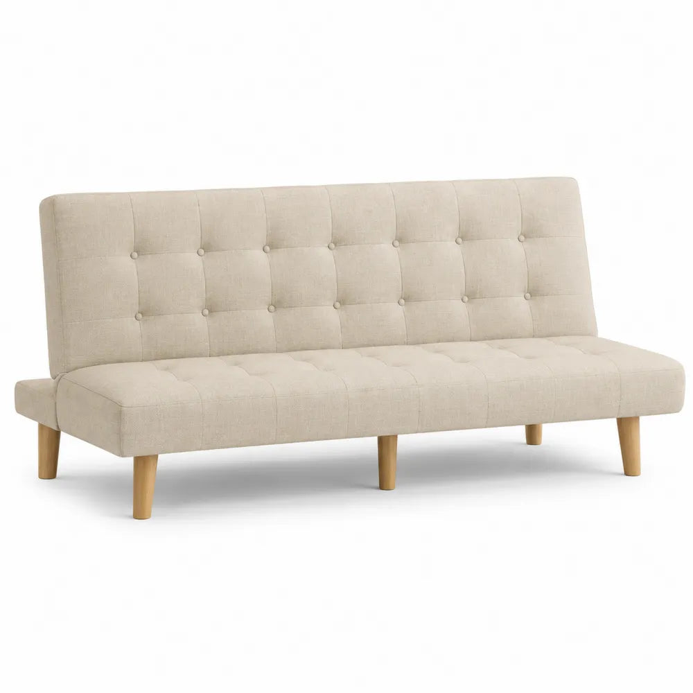 Convertible Linen Sofa Bed Beige 196cm x 89cm x 84cm