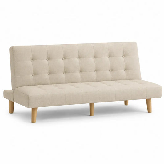 Convertible Linen Sofa Bed Beige 196cm x 89cm x 84cm