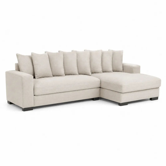 Beige Fabric Sectional Sofa with Chaise