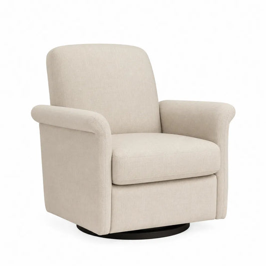 Swivel Armchair Linen Fabric Upholstery Beige 85cm x 78cm x 92cm
