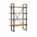 5-Tier Metal Frame Bookshelf with Oak Wood Shelves
