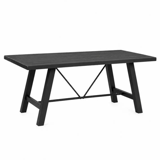 Rectangular Wood Dining Table with Metal Legs Black 180cm x 90cm x 75cm