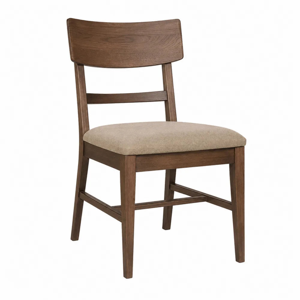 Wooden Dining Chair with Polyester Upholstered Cushion Brown 48cm x 55cm x 85cm